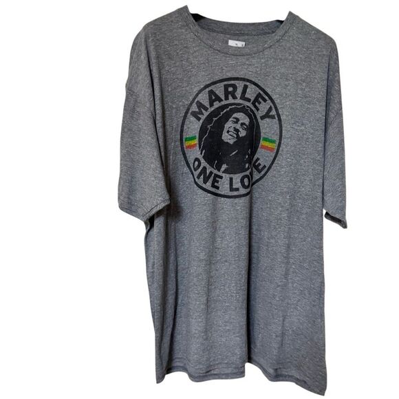 Bob Marley Shirt Men's XXL Grey Colorful Graphic Print Short Sleeve Zion NWT - Picture 1 of 9